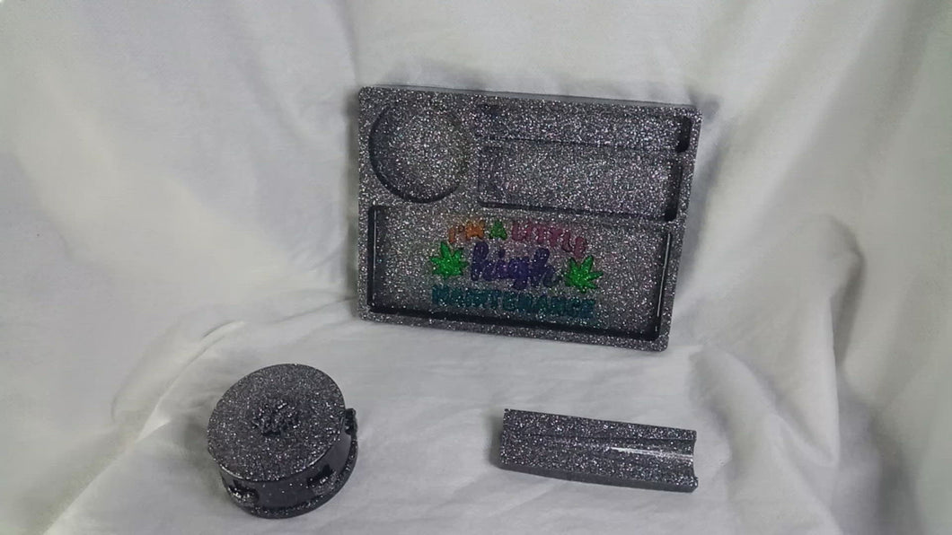 Silver Glitter High Maintenance 3pc. Tray Set