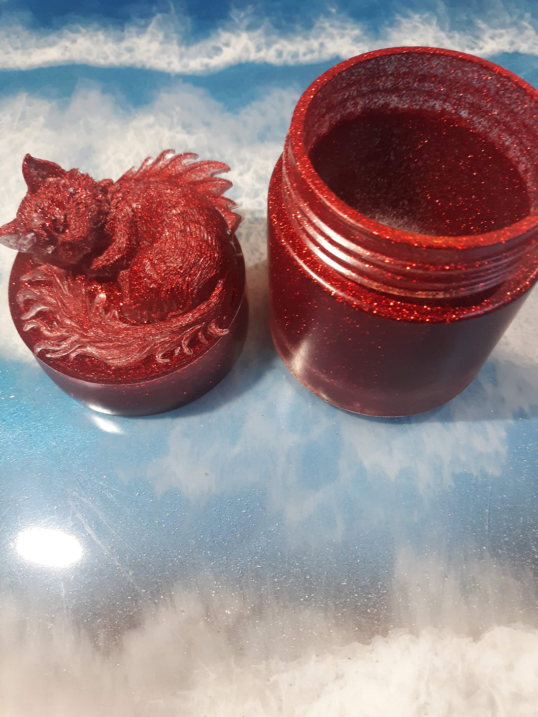 Red Dragon Kitty Decorative Screw lid Jar