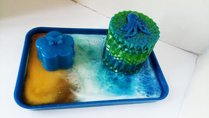 Abstract Ocean 3pc. Tray Set