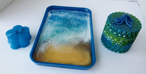 Abstract Ocean 3pc. Tray Set