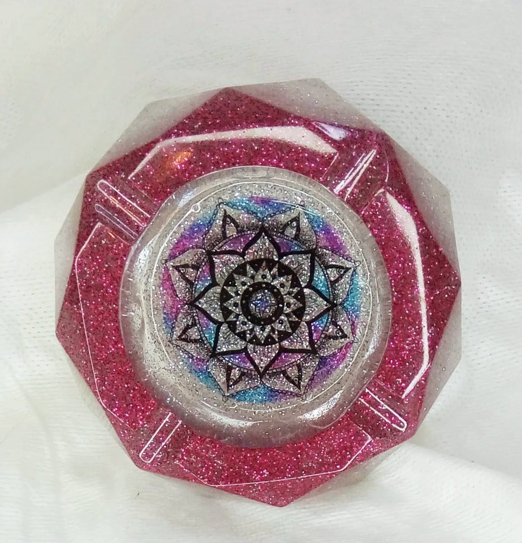 Pink Glitter Medallion Ashtray