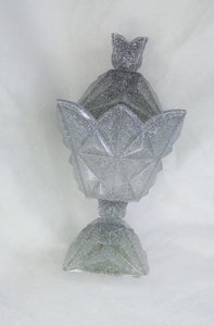 Silver Diamond Cut Decorative Jar