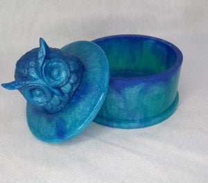 Blue & Green Owl Jewelry Holder