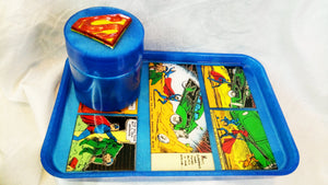 2pc. Superman Tray w/ Screw Lid Jar