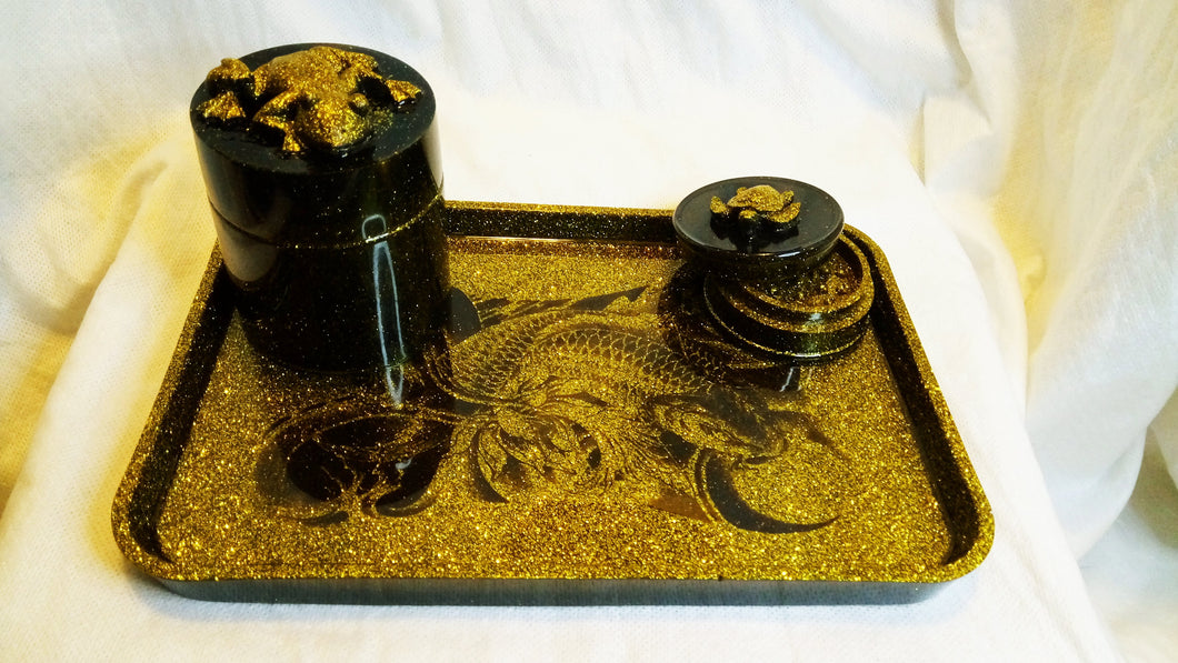 3pc. Gold Fish Tray Set