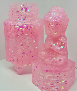 Budda Pink Glitter Screw Lid Pill Jar