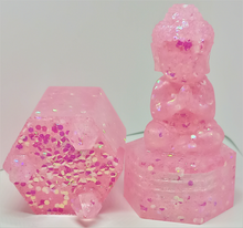 Load image into Gallery viewer, Budda Pink Glitter Screw Lid Pill Jar
