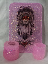 Load image into Gallery viewer, 3 pc. Pink Glitter Native Headdress Set
