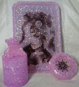 3 pc. Pink Glitter Tray Set